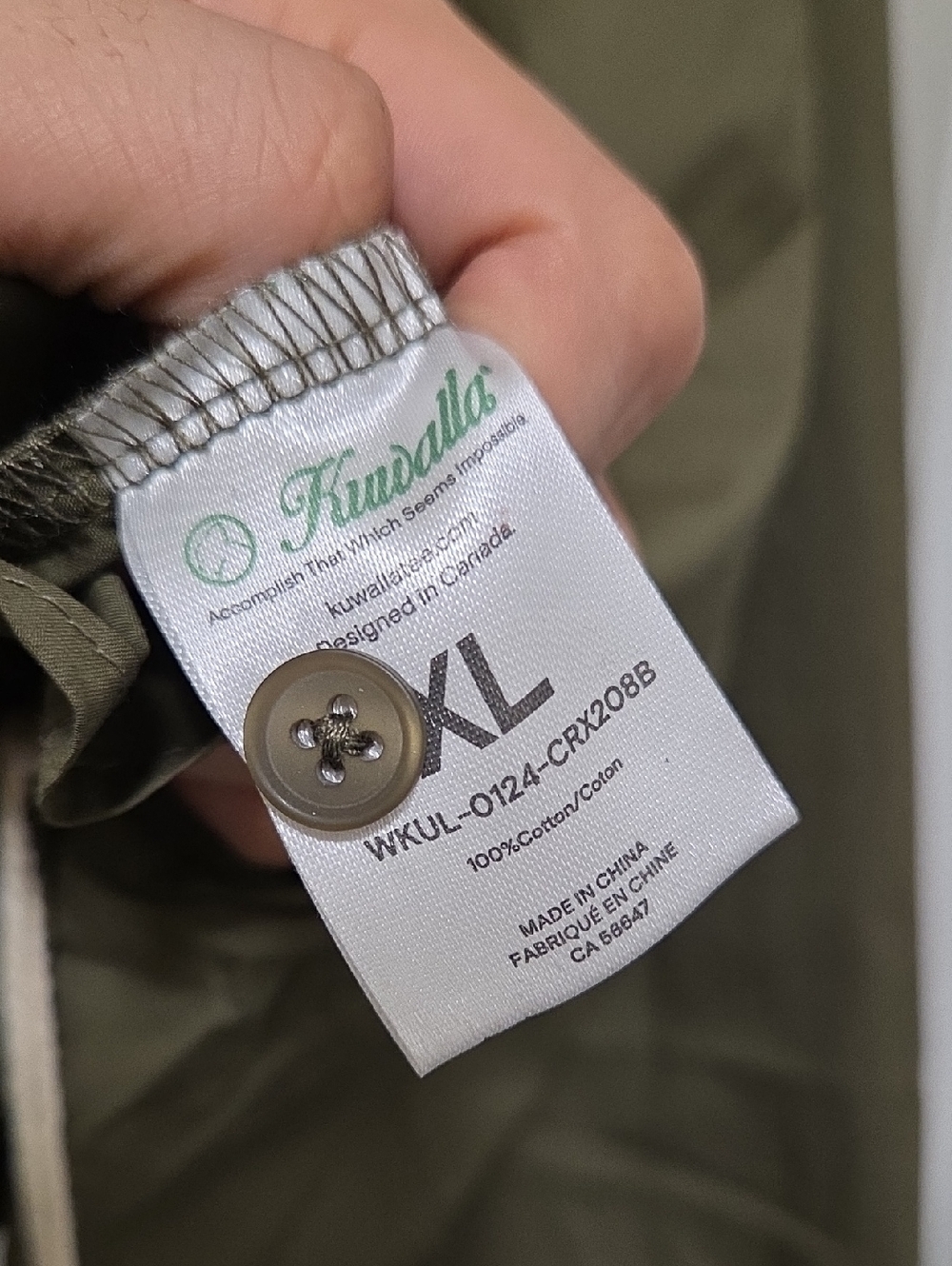 NWT Kuwalla Olive Green Cropped Button-Down Shirt | Minimalist 100% Thin Cotton - Picture 11 of 11